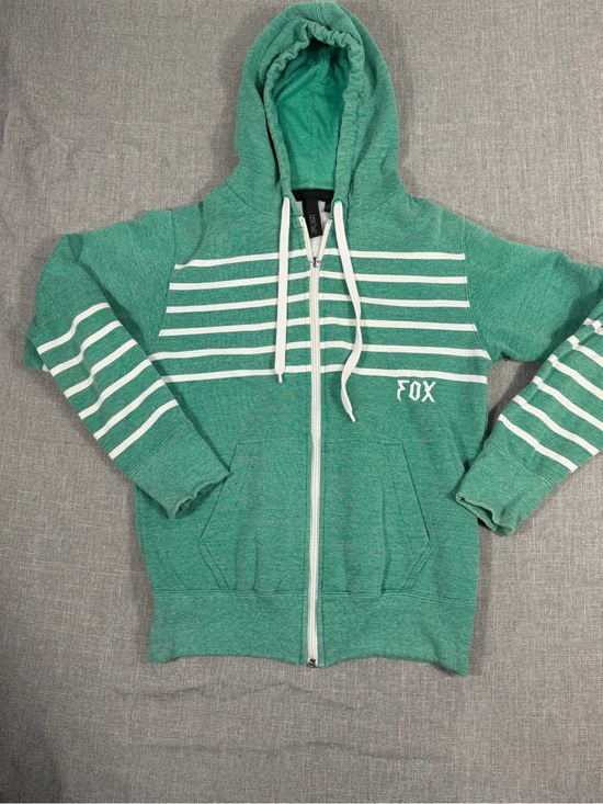 Fox Other - Fox Racing Hoodie Mens Small Green White Stripe Full Zip Logo Skate Moto